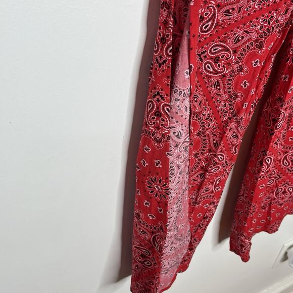 Bandana Print Pants Red Womens M Western Festival Cowgirl Cowboy Rodeo Country - Picture 3 of 5